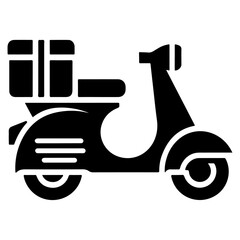 Delivery scooter icon, clipart, vector silhouette, flat style, black color silhouette