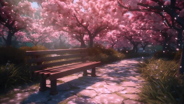 Animated Vtubers Streamer Backdrop of a Park full of Cherry Blossoms