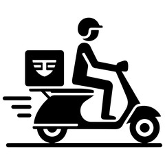 Delivery scooter icon, clipart, vector silhouette, flat style, black color silhouette