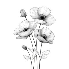 Abstract minimalistic and modern one line art style flowers. Modern abstract line minimalistic flower illustrations design..