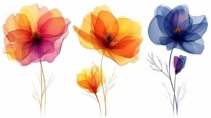 Abstract minimalistic and modern one line art style flowers. Modern abstract line minimalistic flower illustrations design..