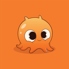 Cute baby octopus cartoon vector icon illustration