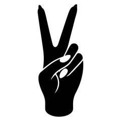 minimal Female Victory Hand Gesture Vector silhouette, black color silhouette