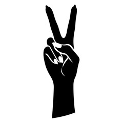 minimal Female Victory Hand Gesture Vector silhouette, black color silhouette