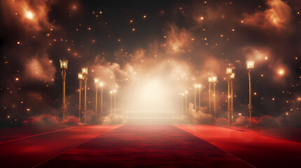 Red carpet staircase background, VIP entrance, night awards ceremony