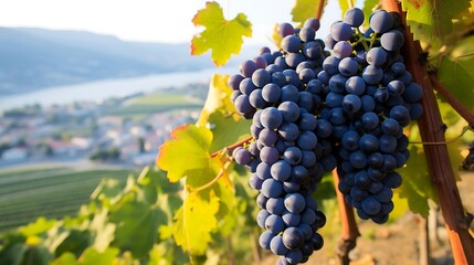 Ripe grapes on vineyards in Chianti region, Tuscany - obrazy, fototapety, plakaty