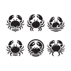 Crustacean Ballet: Elegant Crab Silhouette Dance Conveying the Poise and Beauty of Coastal Life - Crab Vector - Crab Illustration
