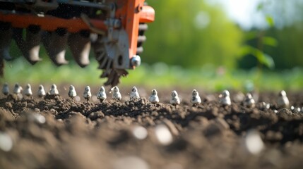 Shot of a handheld seed planter in action - obrazy, fototapety, plakaty