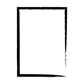 Frame border, grunge shape icon, vertical rectangle decorative doodle element for design in vector illustration
