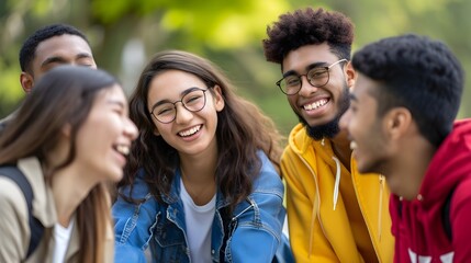 A group of multicultural students, both male and female