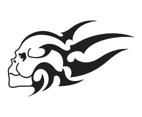 Skull in vintage stule with horns. Vector illustration
