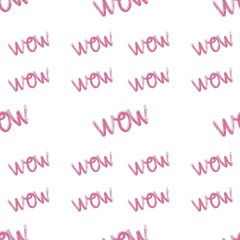  Seamless pattern with 3d text WOW. 3d rendering pattern. 