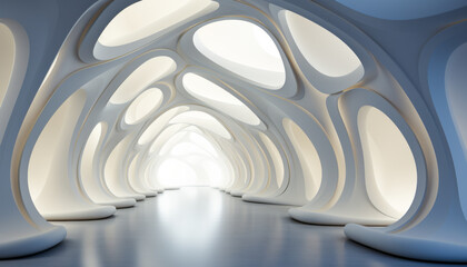 Abstract Futuristic White Corridor