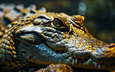Fototapeta premium shot of a crocodile menacing stare