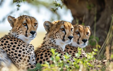 Obraz premium Charming Scene of Cheetahs Lounging in Shade