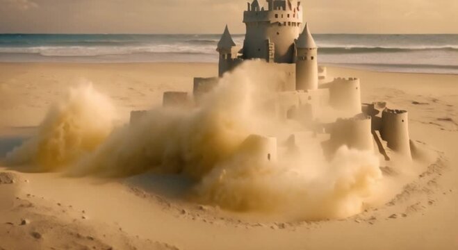 majestic and huge sand castle on the beach