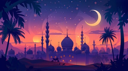 beautiful concept of a Ramadan church with a starry sky at night in high definition and quality, religion and culture concept