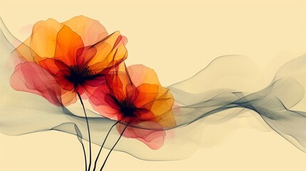 Fototapeta premium Abstract minimalistic and modern one line art style flowers. Modern abstract line minimalistic flower illustrations design..