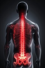 Medical illustration of sciatic nerve pain in the human body with a red glow