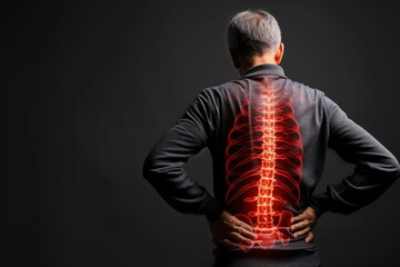 Digital render of a person experiencing intense cervical spine and brain pain