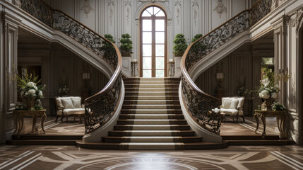 A Grand Staircase with Elegant Railings and New Treads