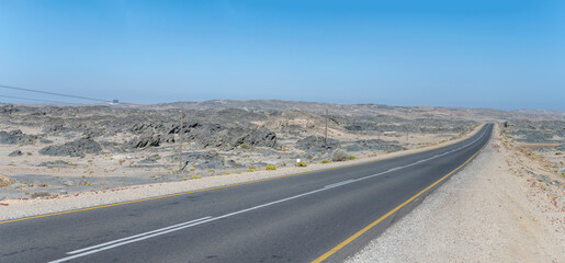 B4 tar road in Sperrgebiet desert, near Luderitz,  Namibia
