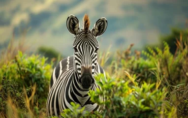 Rolgordijnen shot of zebras alert ears tuned to the sounds of the savannah © sitifatimah