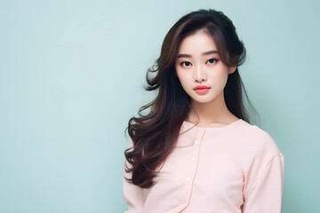 Obraz premium asian girl with nice hairstyle wearing trendy clothes