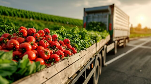 Shot of a refrigerated farm truck transporting fresh produce to market