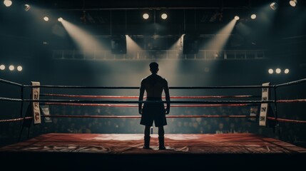 Fototapeta premium Lonely Boxer In The Boxing Ring