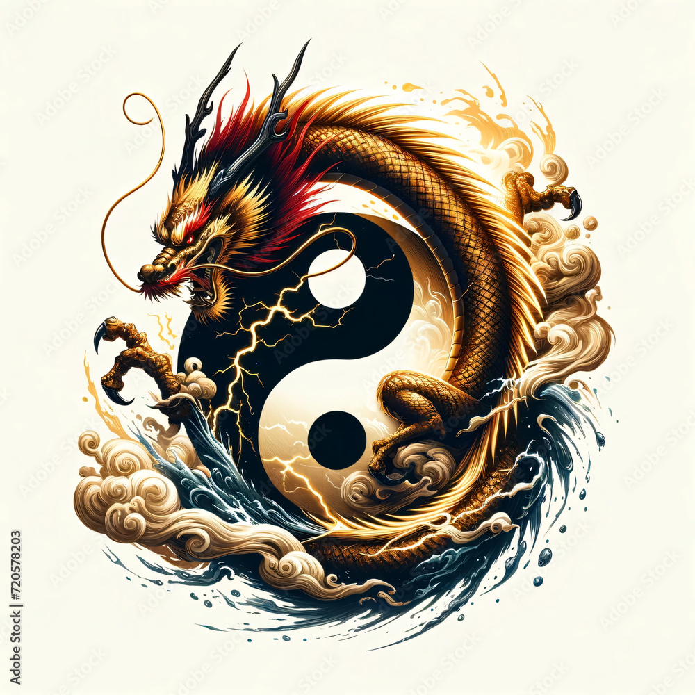 Canvas Prints Dragon element yin yang logo tattoo 