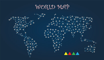 World map with dotted, Navy blue background, the Vector file
