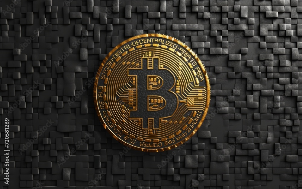 Poster bitcoin on black background icon generative ai