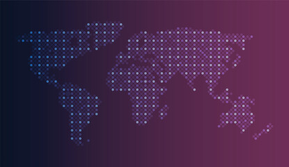 World dotted map with purple gradient background | Unique design art | Illustration