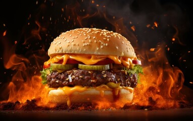 Appetizing cheeseburger with a spicy kick