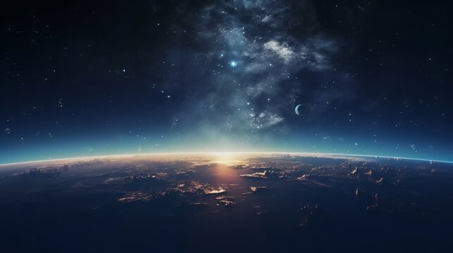 planet earth with atmosphere in space