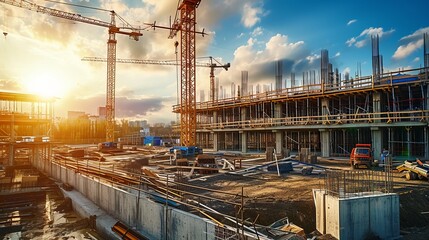 Construction site of a new industrial building