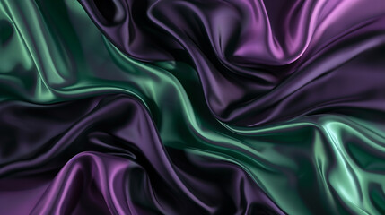 Obraz premium Green, purple and black silk background