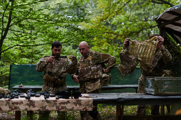 An elite military unit prepares for a hazardous forest operation, showcasing tactical prowess,...