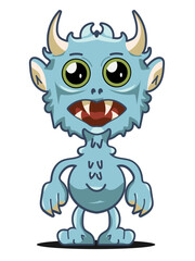 blue monster cartoon one front view standing vector image