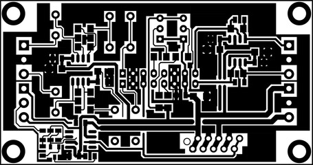Tracing the conductors of the printed circuit board
of an electronic device. Vector engineering technical
drawing of a pcb. Electric background.