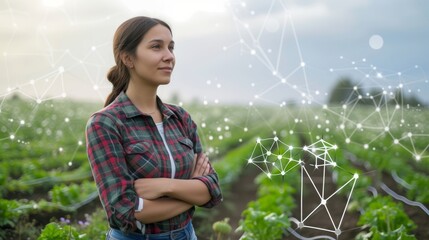 Fototapeta na wymiar Connected Farming Interface: Nurturing Crops, Nurturing Communities