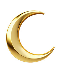 illustration of 3d gold crescent moon ai generated