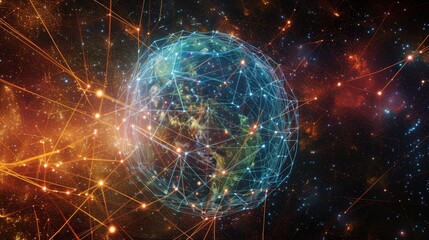 Obraz premium Interactive Global Interface: Exploring the Digital Tapestry of Humanity