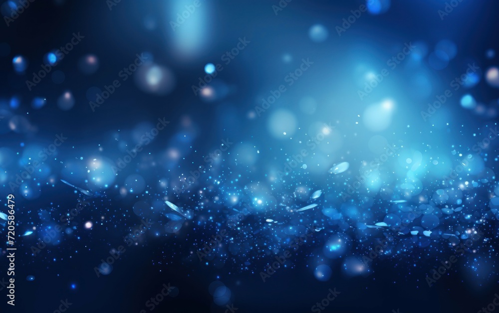 Poster abstract bokeh background enhanced with blue glowing particles