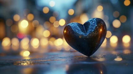 Fototapeta premium 3D rendered heart shaped sculpture in a tranquil environment