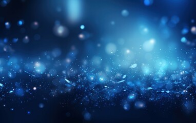 Abstract Bokeh Background Enhanced with Blue Glowing Particles