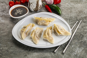 Japanese cuisine - dumplings gyoza with sauce