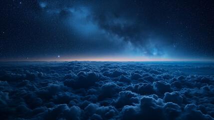 over clouds at night, starry sky - Powered by Adobe