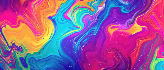 A psychedelic style with rainbow colors patterns, a colorful liquid background 